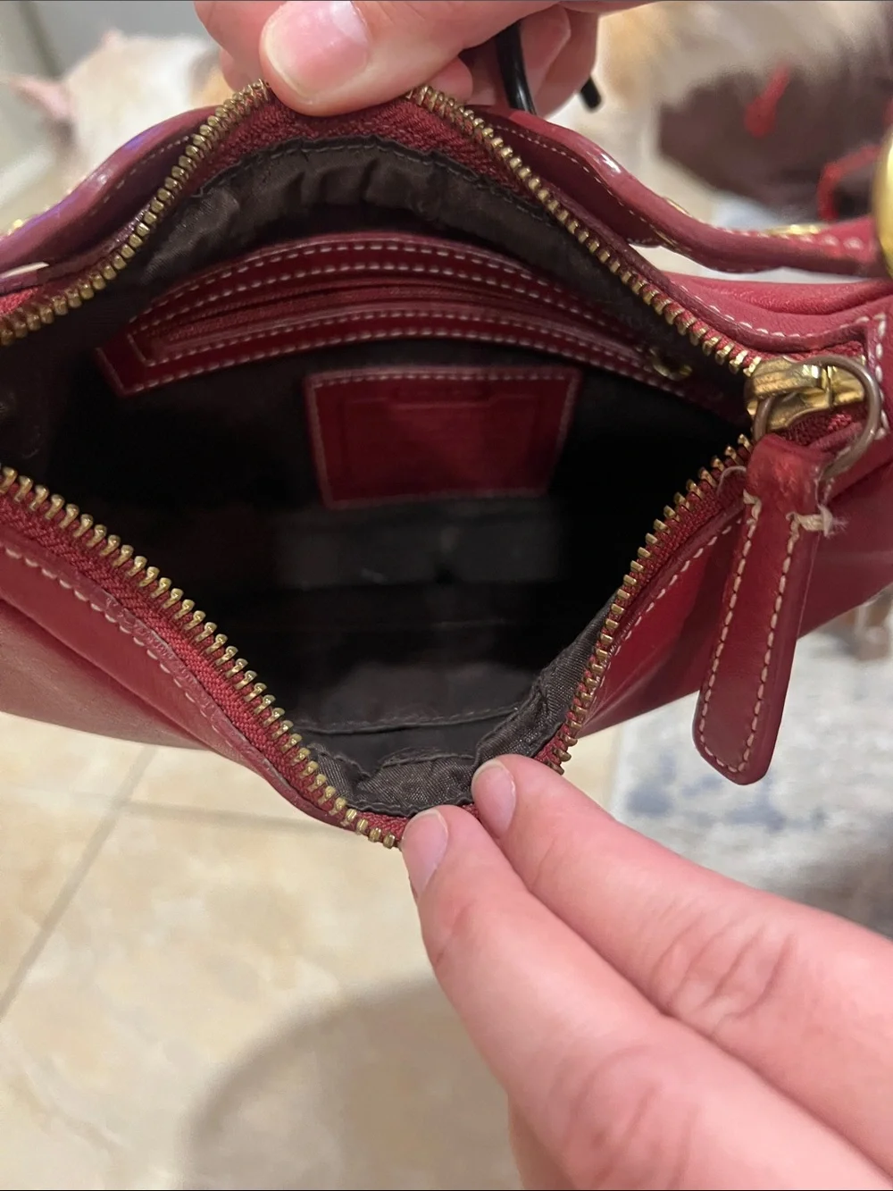 Coach Burgundy Leather Shoulder Bag